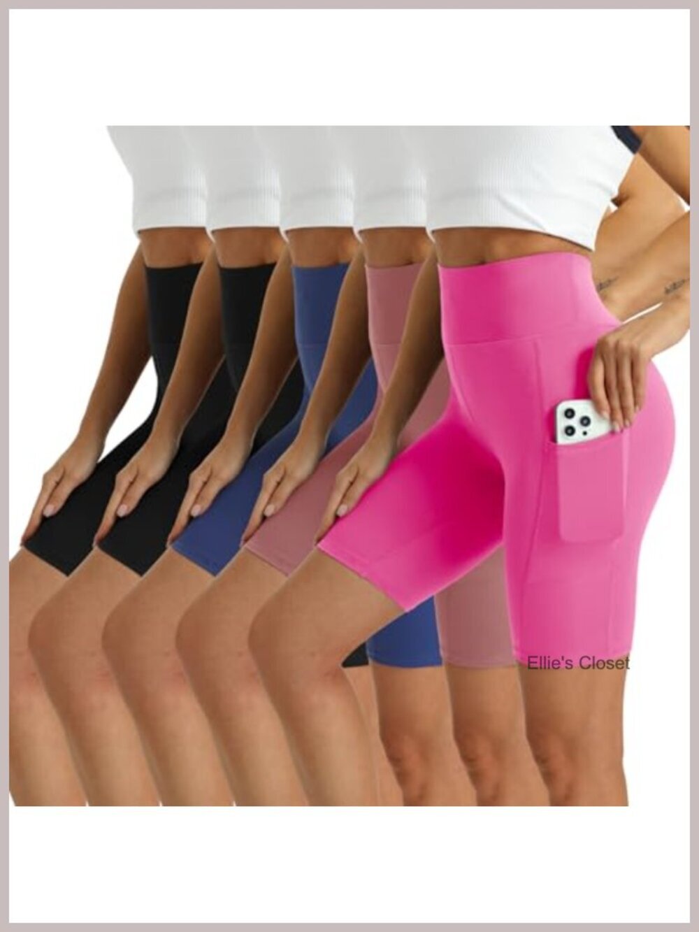 High-Waisted Biker Shorts with Pockets Squat-Proof Yoga Running Shorts for Women